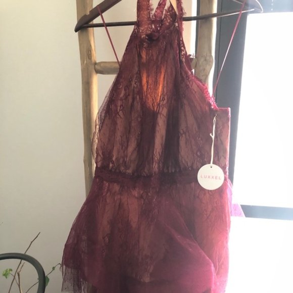 Luxxel/Vici Ducle Tiered Lace Wine Dress - Picture 7 of 8